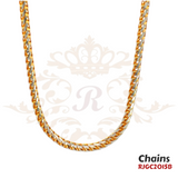 Gold Chain RJGC2015, a two-tone chain made from rhodium and 22k yellow gold. It features interlocking links of rhodium and yellow gold, creating a classic design with a unique and modern look. Weight 23.00 gm, length 23 inches.