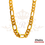 Gold Chain RJGC2020, a classic 22k yellow gold link chain. It showcases a series of interlocking links with a smooth finish, exuding elegance and sophistication. Weight 45.80 gm, length 20 inches.