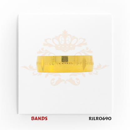 Timeless plain yellow gold band with a high-polish finish and delicate edge detailing for a classic, elegant look.