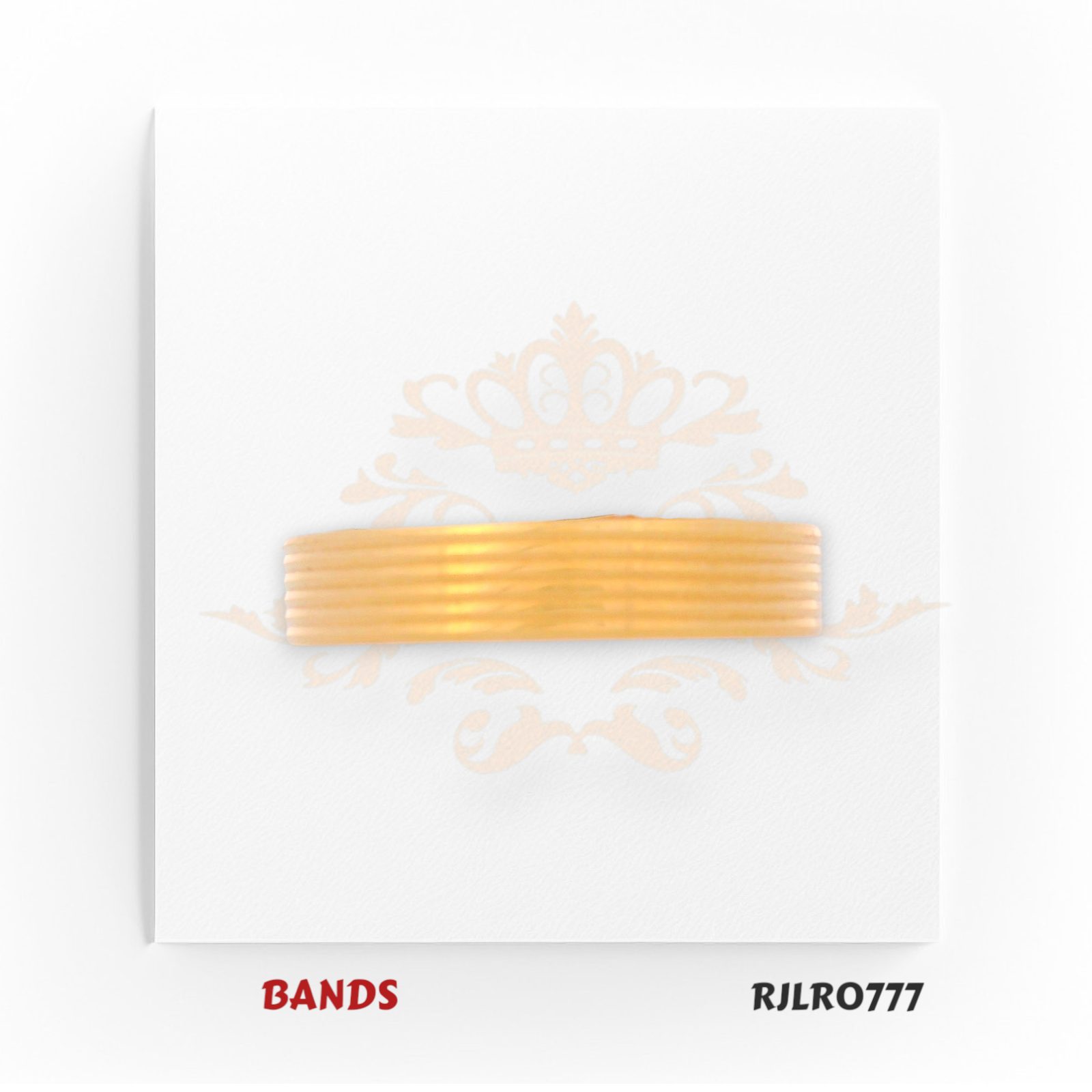 Classic 22kt yellow gold band with multiple fine ridged lines for a refined textured finish. Understated and versatile. Model number RJLR0777.