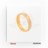 Premium 22kt gold ring with a chic two-tone finish, featuring a refined white gold center line framed by polished yellow gold borders. RJLR0782.