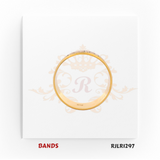 Designer 22kt yellow gold band engraved with black musical notes, perfect for music lovers or those seeking a creative statement ring. Model number RJLR1297.