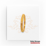 22kt Gold Baby Bangle RJBBO044 – An 11.40-gram, 1.14-inch handcrafted baby bangle with traditional gold detailing, available at Regal Jewels.