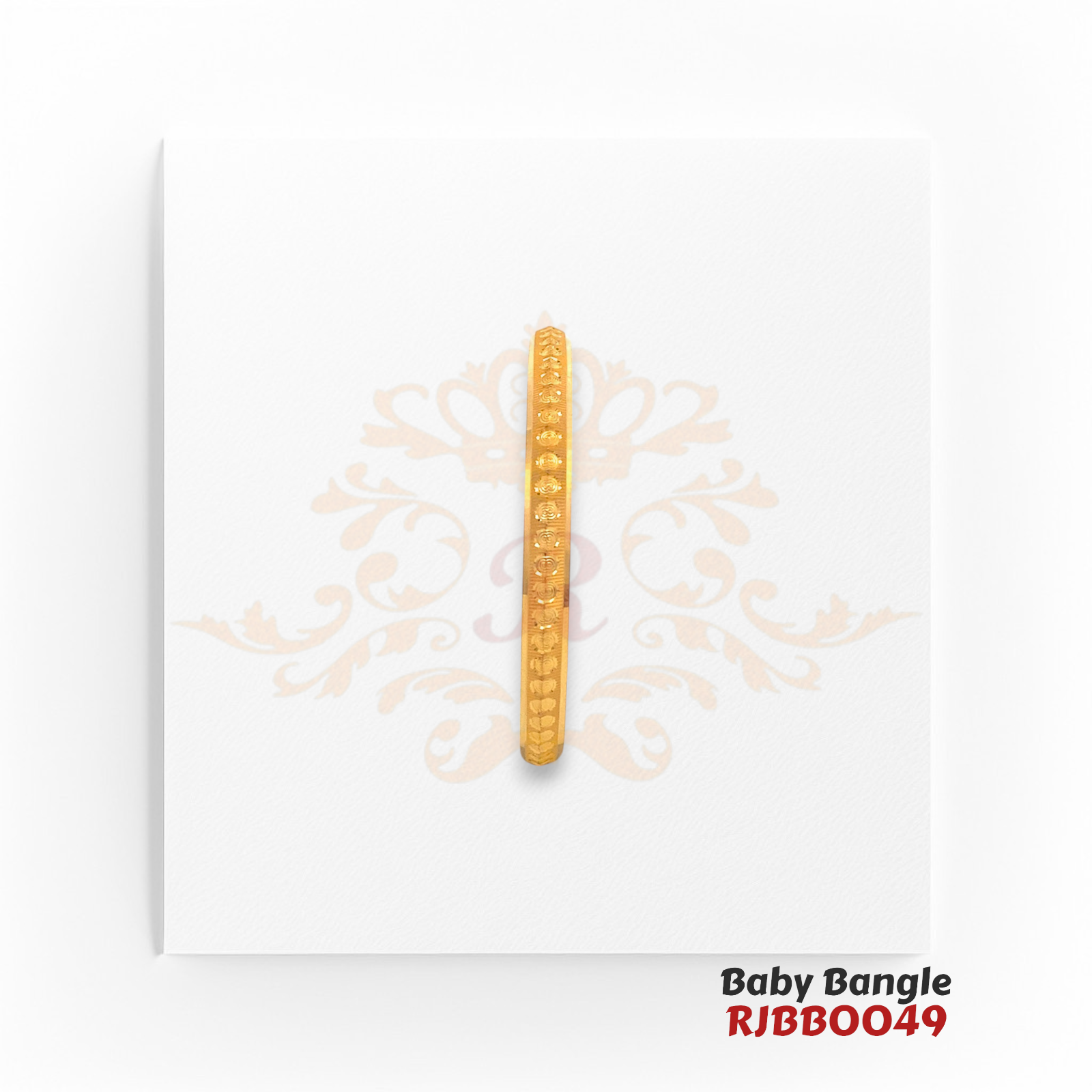 22kt Gold Baby Bangle RJBBO049 – A 14.60-gram, size 1.13 traditional bangle with delicate engravings, available at Regal Jewels