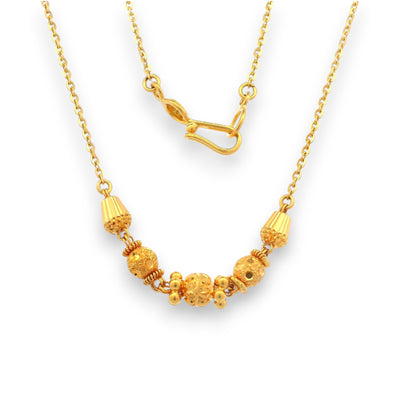 Close-up of Regal Jewels 22K Gold Baby Chain RJC30202 featuring filigree beads and secure hook clasp – handcrafted traditional design