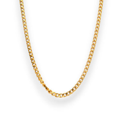 Elegant 22K gold baby chain (RJC30588) featuring a classic curb-link design with a lustrous polished finish. This lightweight gold chain from Regal Jewels Chicago is crafted for newborns and toddlers — blending comfort, safety, and timeless luxury for daily wear or gifting.