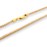 Detailed view of 22K gold baby chain (RJC30878A) showing its two-tone rope-link detailing and lobster clasp. A Regal Jewels Chicago creation that blends elegance, safety, and premium gold quality for toddlers.