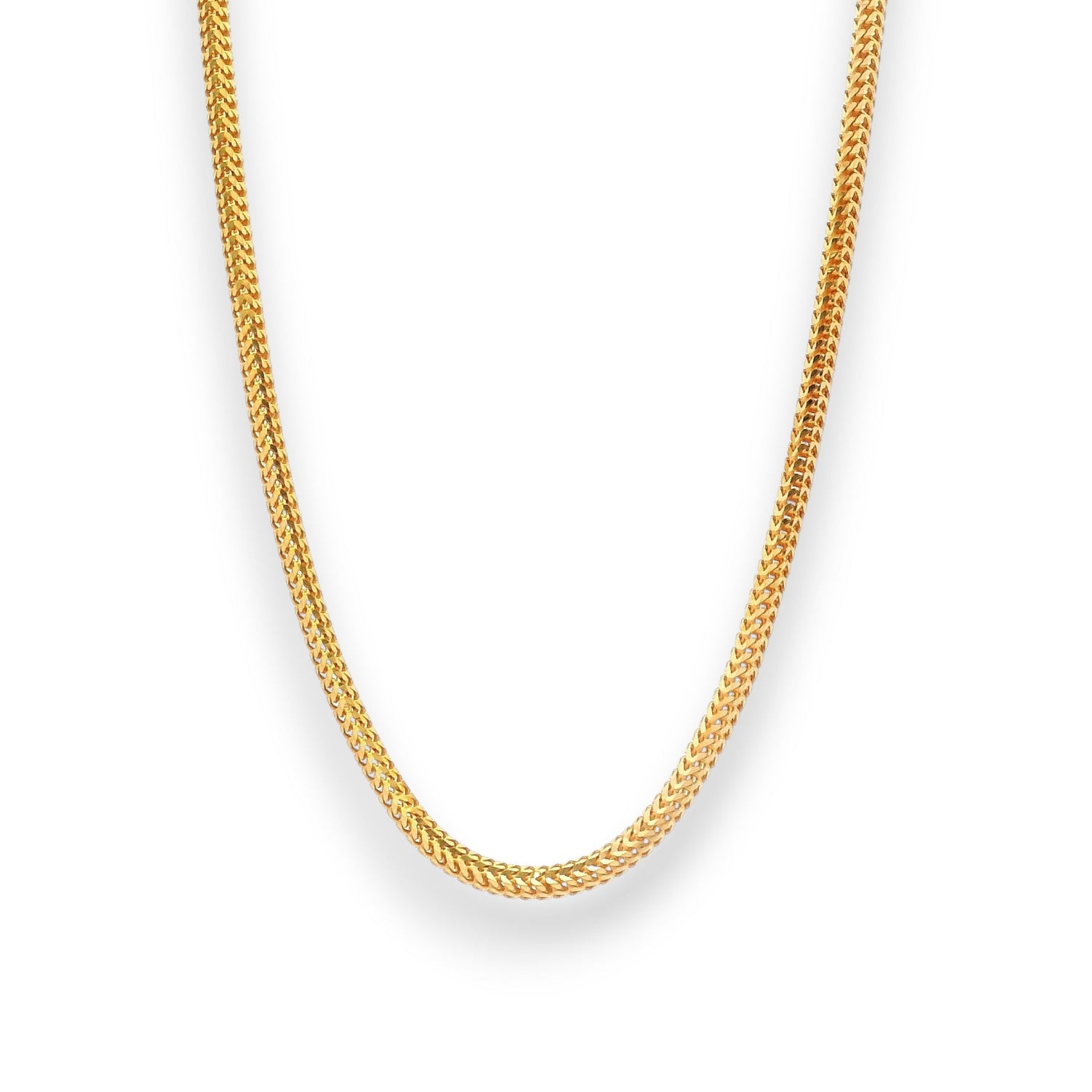 Elegant 22K gold baby chain (RJC30881) featuring a sleek dual-tone link design with a high-polish finish. Crafted by Regal Jewels Chicago, this lightweight gold chain provides both comfort and sophistication — an ideal choice for newborns and toddlers.