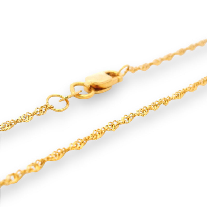 Detailed view of Regal Jewels 22K Gold Baby Chain RJC30882 showing lobster clasp and polished finish – perfect everyday wear for babies.