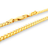 Detailed macro view of Regal Jewels 22K Gold Baby Chain RJC30886 highlighting polished curb links and lobster clasp