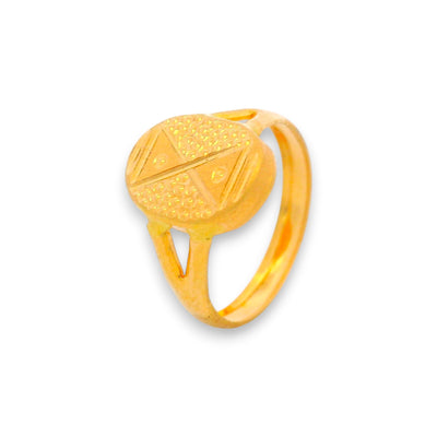 Regal Jewels RJBR3011 22k gold baby ring with geometric embossed pattern, lightweight toddler jewelry, unisex infant gold ring gift, durable daily wear kids band – Regal Jewels Chicago.
