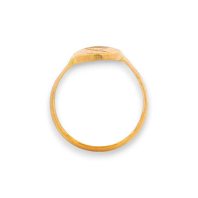 Regal Jewels RJBR3011a 22k gold baby ring side profile, geometric oval engraved pattern, lightweight handcrafted toddler jewelry band – Regal Jewels Chicago