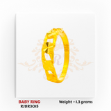 RJBR3015B Gold Baby Ring Side View – 22kt Cutout Pattern Kids Gold Ring – Regal Jewels Chicago