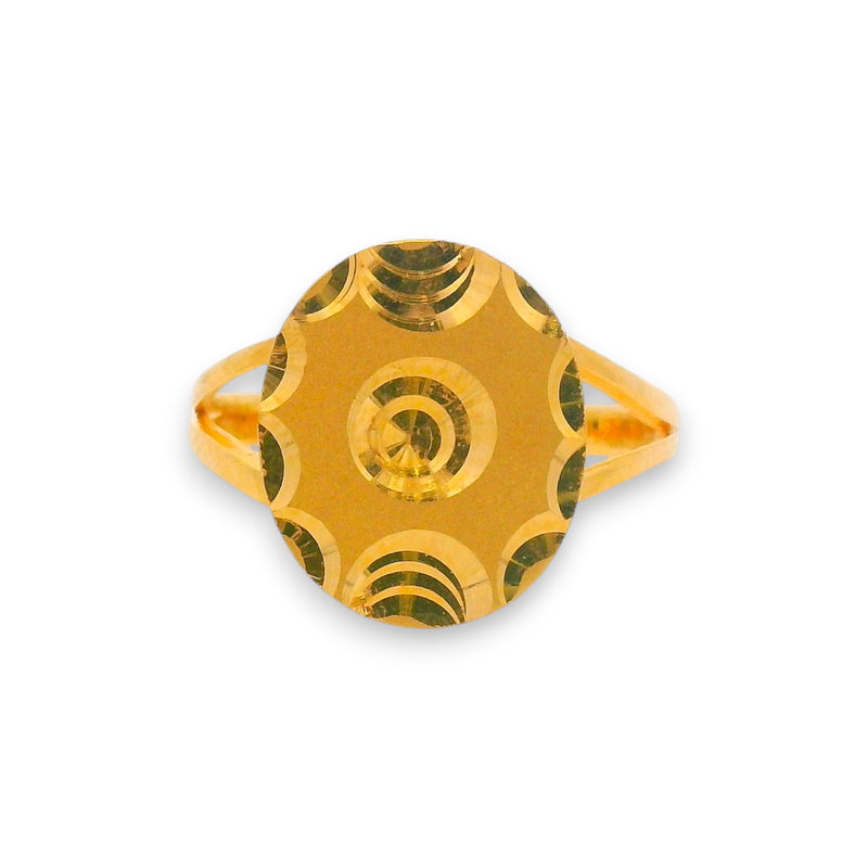 Regal Jewels RJBR3029b 22k gold baby ring with circular engraved pattern, lightweight children’s jewelry, traditional toddler gold ring, handcrafted kids jewelry gift – Regal Jewels Chicago