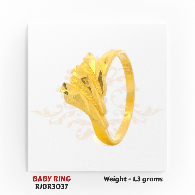 RJBR3037B Gold Baby Ring Side View – 22kt Layered Textured Kids Gold Ring – Regal Jewels Chicago