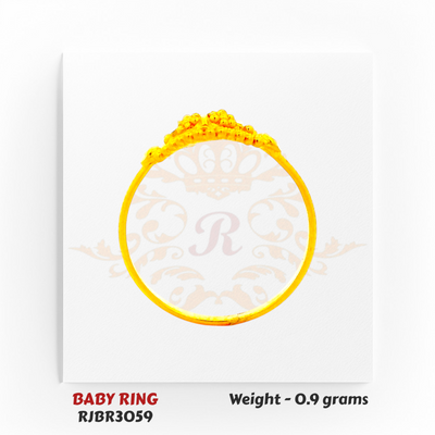 RJBR3059C Gold Baby Ring Back View – Lightweight 22kt Infant Gold Ring – Regal Jewels Chicago