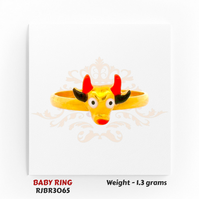 RJBR3065A 22kt Gold Baby Ring – Lightweight Kids Ring Design in Pure Gold – Regal Jewels Chicago