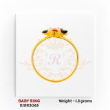 RJBR3065C Gold Baby Ring Back View – 22kt Lightweight Kids Gold Ring – Regal Jewels Chicago