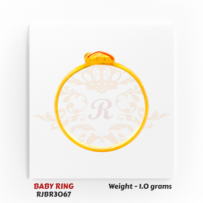 RJBR3067C Gold Baby Ring Back View – Pure 22kt Infant Ring Design – Regal Jewels Chicago