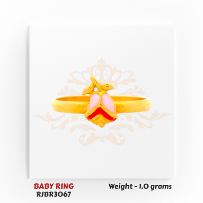 Regal Jewels RJBR3067A 22kt gold baby ring 1.0g – enamel rabbit design kids ring