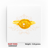Regal Jewels RJBR3069A 22kt gold baby ring 0.8g – oval beaded design newborn ring