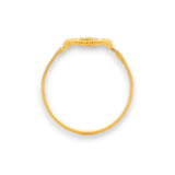 Regal Jewels RJBR3081a 22k gold baby ring side view, handcrafted kids jewelry with intricate floral detail, lightweight toddler gold band – Regal Jewels Chicago