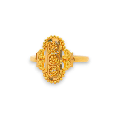 Regal Jewels RJBR3081b 22k gold baby ring with triple circular motif, handcrafted traditional kids jewelry, durable lightweight gold ring for children with intricate detailing – Regal Jewels Chicago