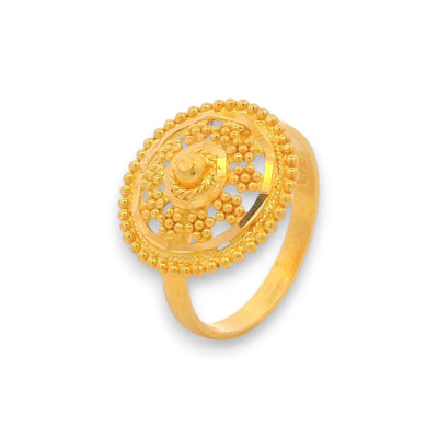 Regal Jewels RJBR3082 22k gold baby ring with traditional floral round design, kids gold jewelry ring for toddlers, handcrafted Indian baby ring, lightweight infant jewelry gift, ethnic daily wear children’s gold ring – Regal Jewels Chicago