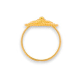 Regal Jewels RJBR3082a 22k gold baby ring side angle, circular floral filigree design with beaded accents, lightweight handcrafted gold jewelry for children – Regal Jewels Chicago