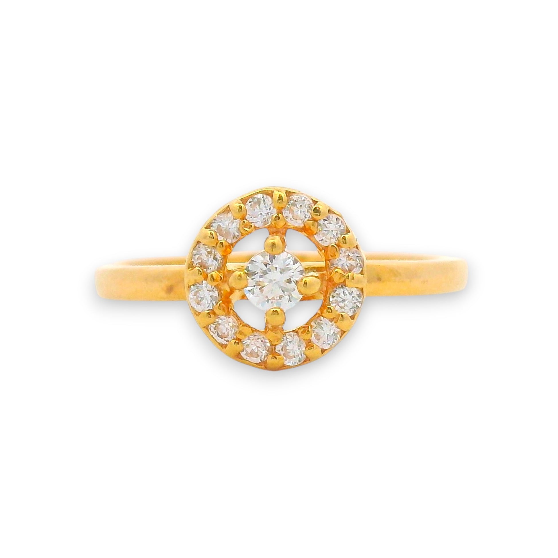 Regal Jewels RJBR3083 22k gold baby ring with sparkling cubic zirconia halo design, central round stone, elegant children’s gold jewelry, perfect for gifting toddlers and kids – Regal Jewels Chicago