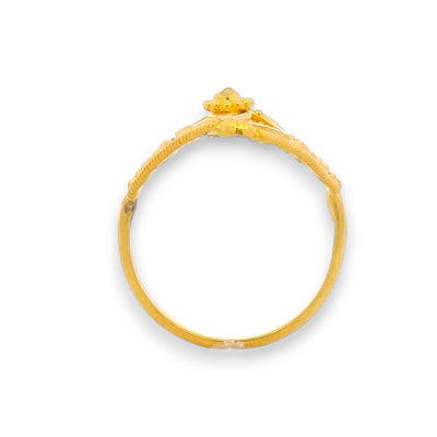 Regal Jewels RJBR3084a 22k gold baby ring side profile, handcrafted square filigree design with beaded motifs, lightweight gold jewelry for children – Regal Jewels Chicago