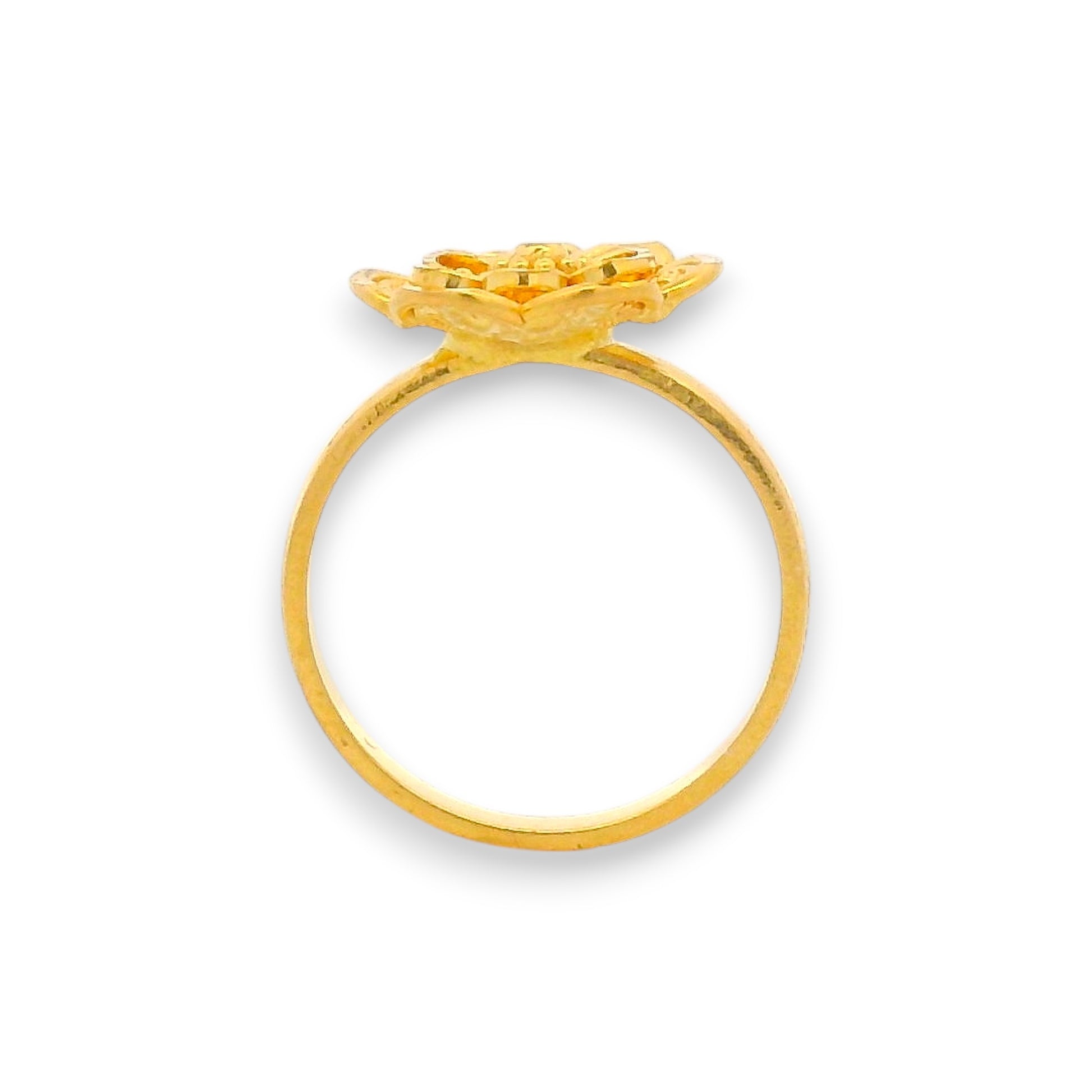 Regal Jewels RJBR3085a 22k gold baby ring with delicate floral cutwork design, lightweight toddler jewelry, handcrafted children’s gold ring for daily wear and gifting – Regal Jewels Chicago
