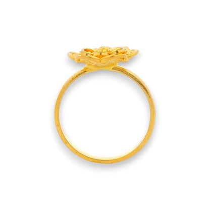 Regal Jewels RJBR3085a 22k gold baby ring with delicate floral cutwork design, lightweight toddler jewelry, handcrafted children’s gold ring for daily wear and gifting – Regal Jewels Chicago