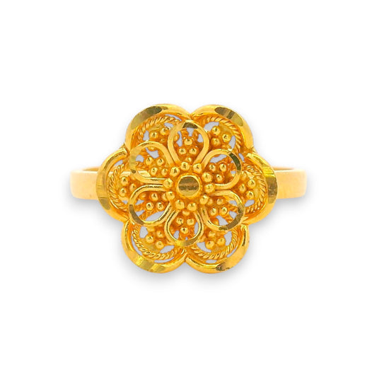 Regal Jewels RJBR3085b 22k gold baby ring with intricate floral design, lightweight kids jewelry gift, toddler girl infant ring, daily wear unisex baby band – Regal Jewels Chicago