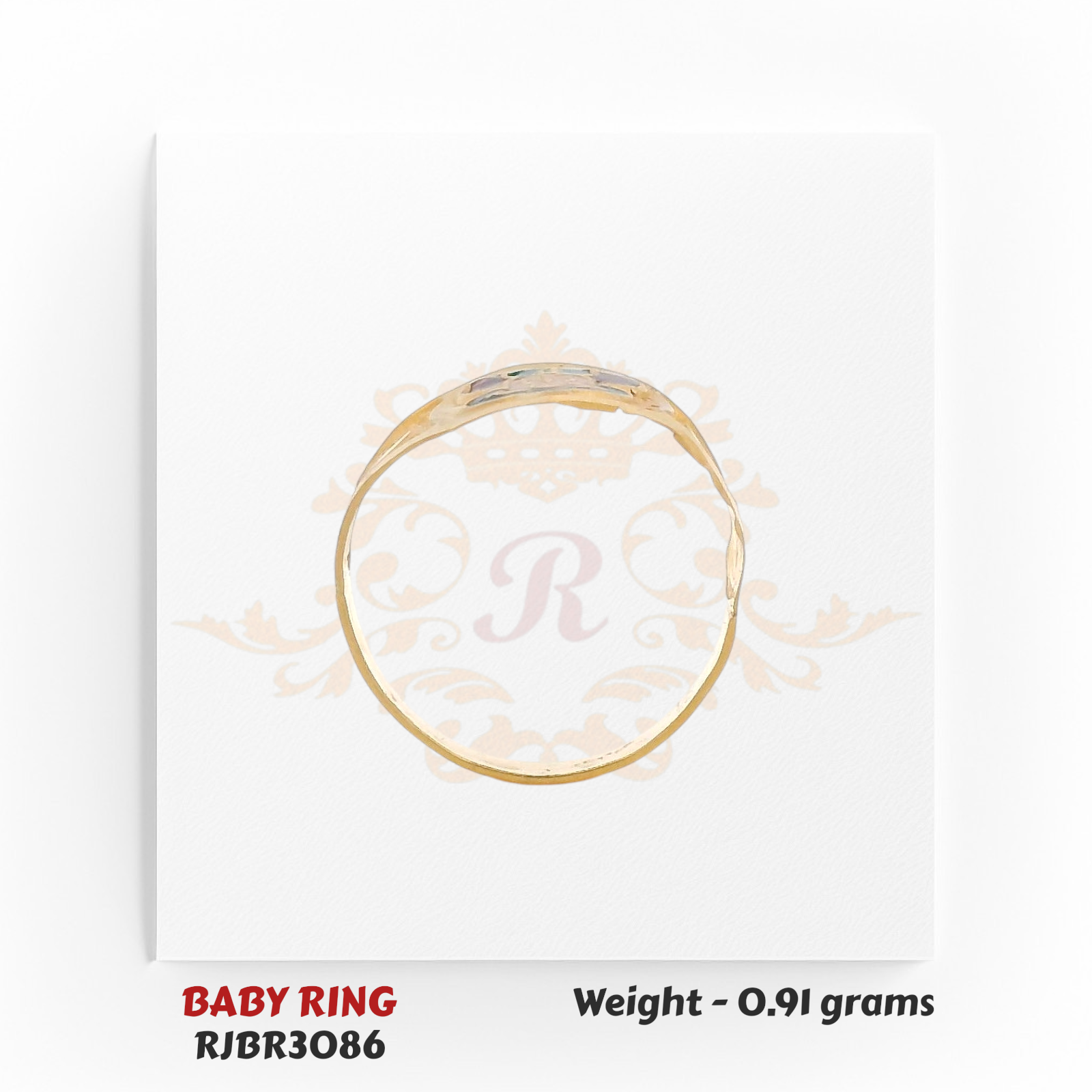Regal Jewels RJBR3086C 22kt gold baby ring 0.91g – top view newborn gold ring