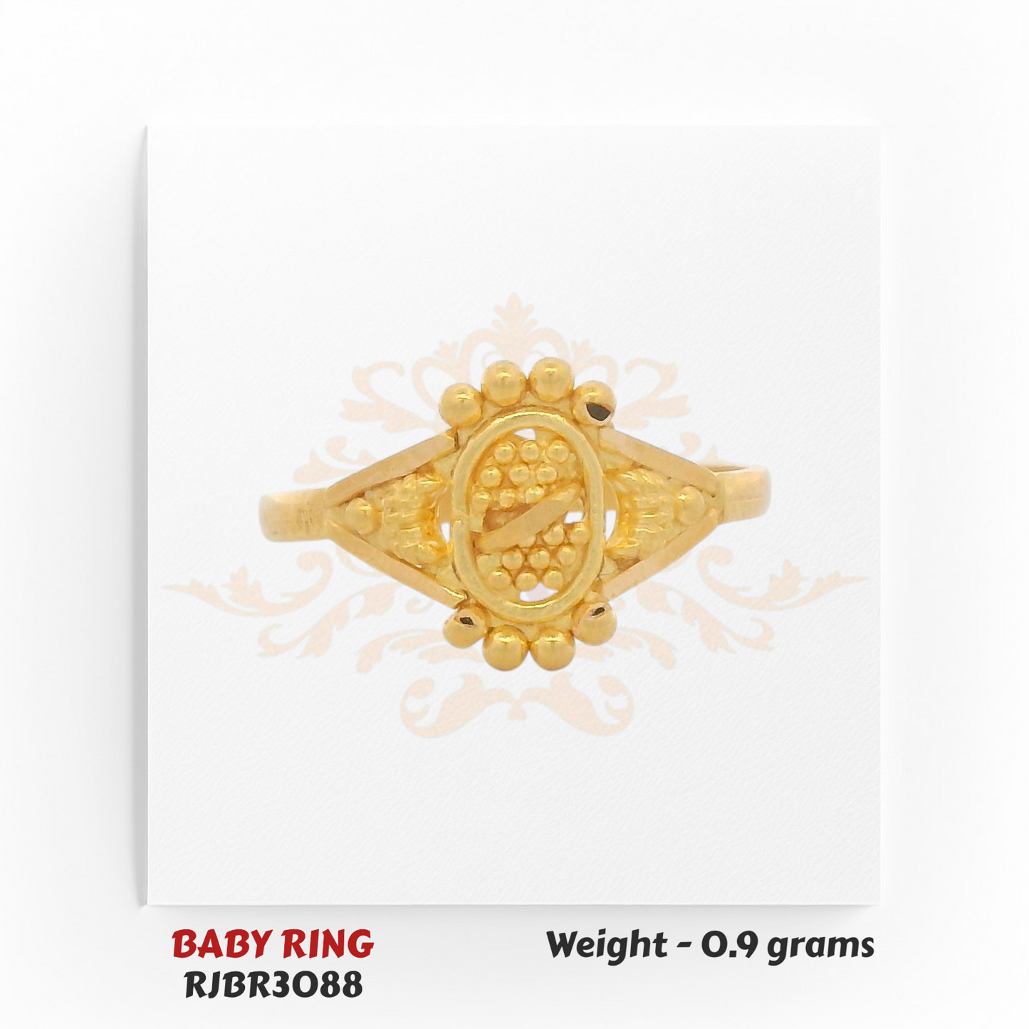 Regal Jewels RJBR3088A 22kt gold baby ring 0.9g – oval beaded kids gold jewelry