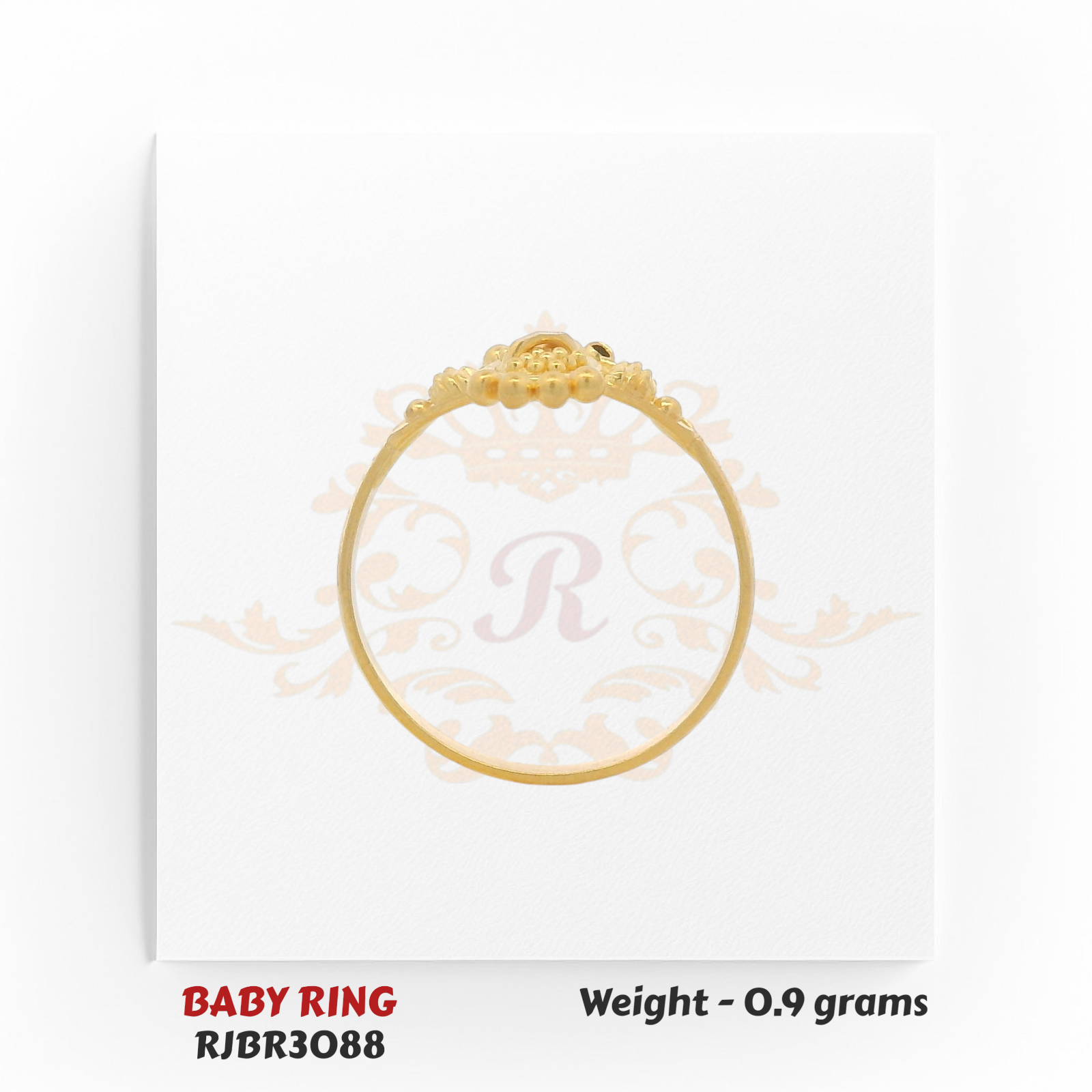 Regal Jewels RJBR3088C top view 22kt gold baby ring – 0.9g infant jewelry
