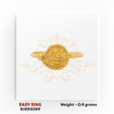 Regal Jewels RJBR3089A 22kt gold baby ring 0.9g – beaded leaf pattern newborn ring