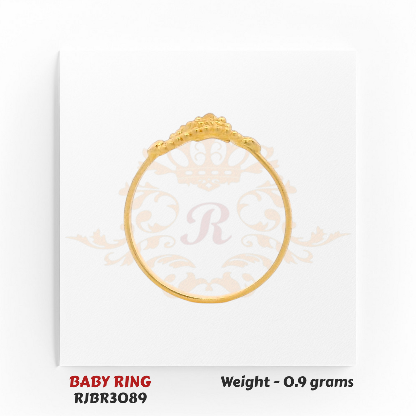 Regal Jewels RJBR3089C top view 22kt gold baby ring – 0.9g infant jewelry