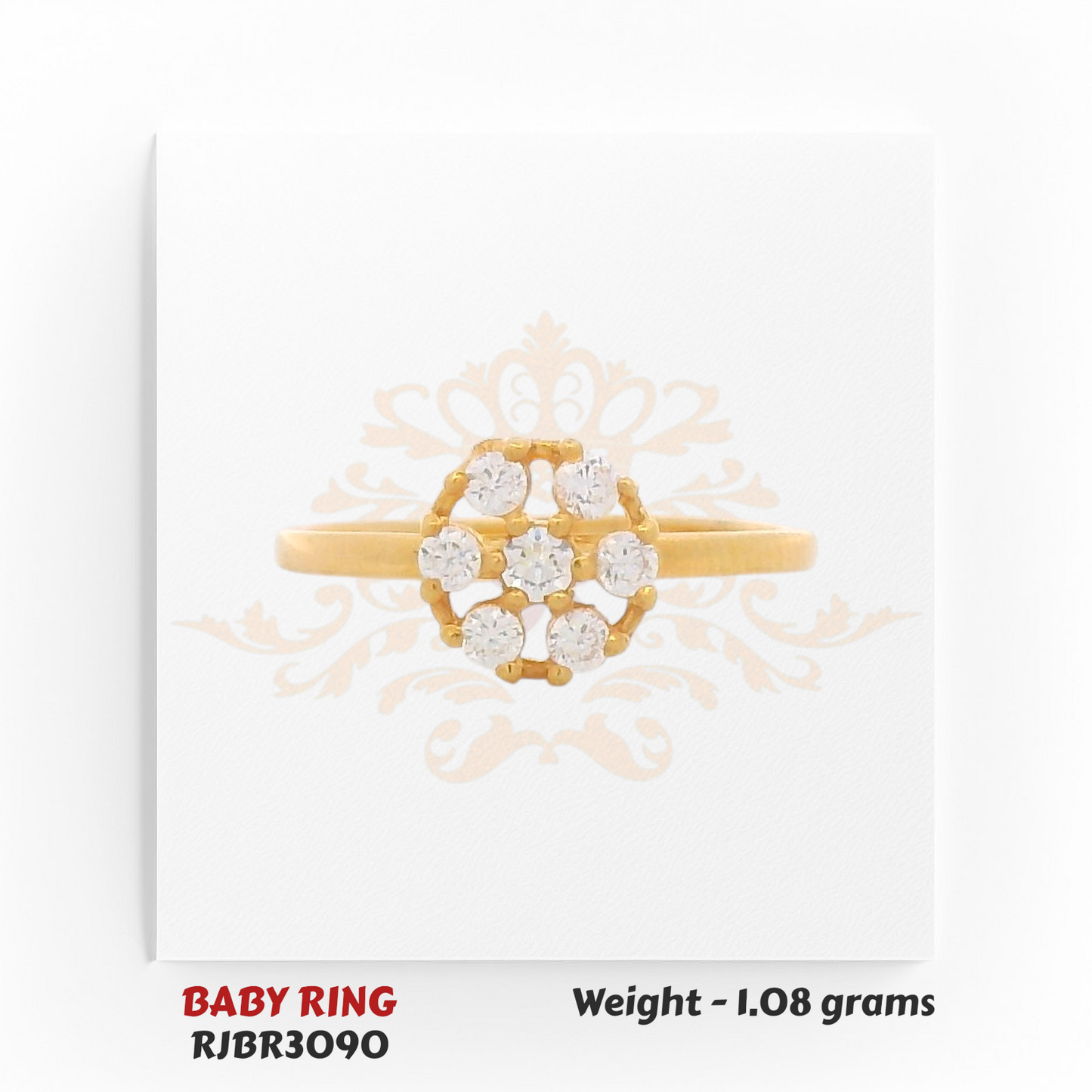 Regal Jewels RJBR3090A 22kt gold baby ring 1.08g – cluster diamond-look design kids ring