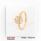 RJBR3090B Gold Baby Ring Side View – 22kt CZ Cluster Kids Gold Ring – Regal Jewels Chicago