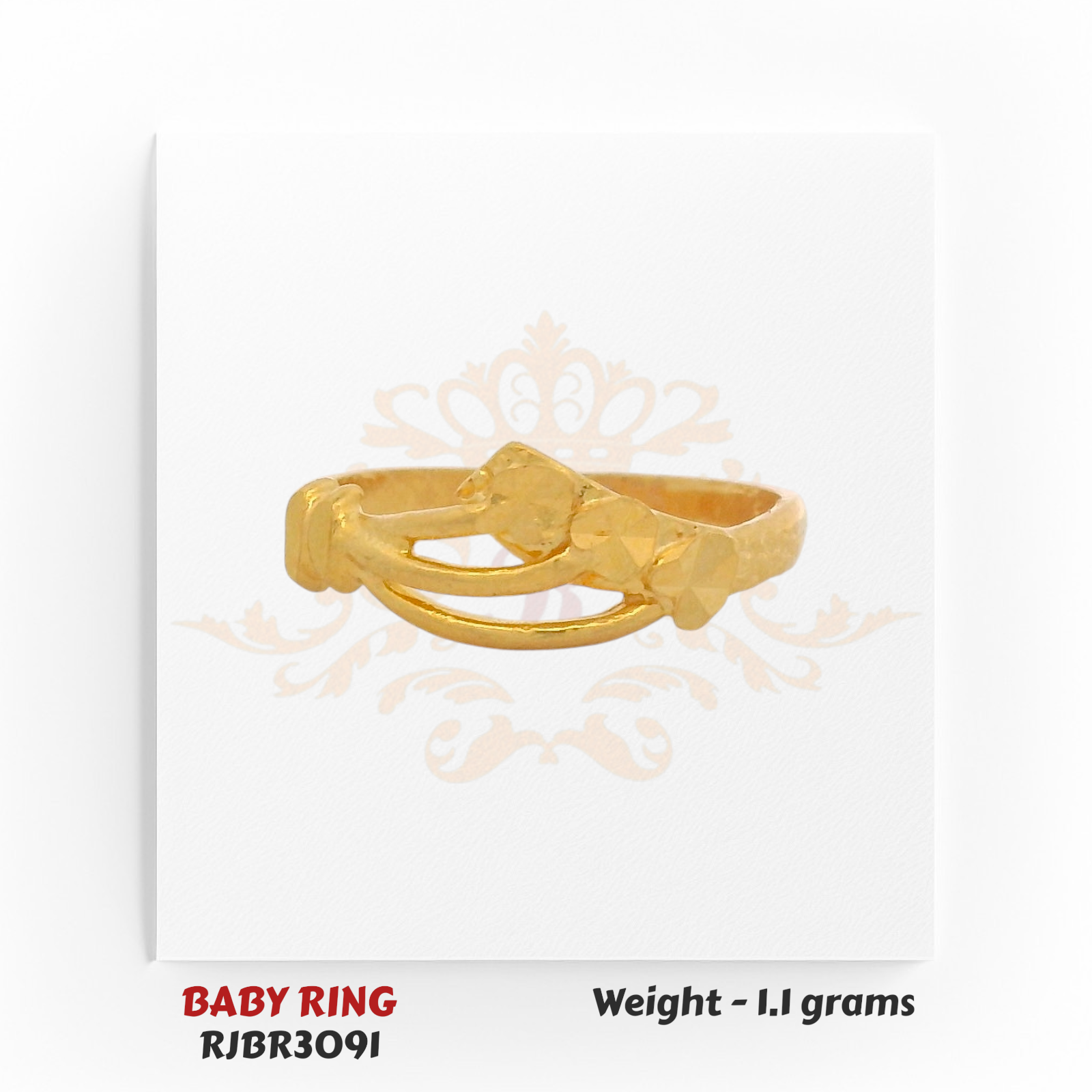 Regal Jewels RJBR3091A 22kt gold baby ring 1.1g – modern geometric design kids ring