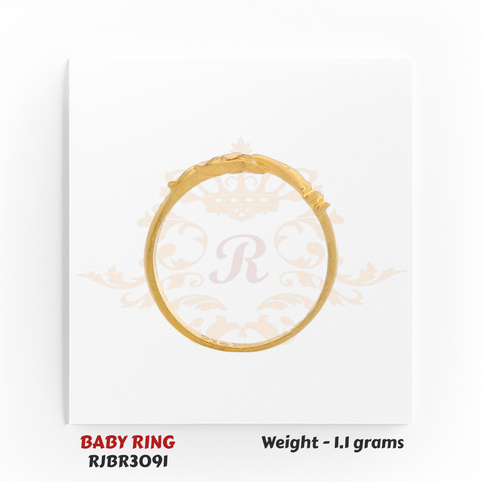 Regal Jewels RJBR3091C top view 22kt gold baby ring – 1.1g contemporary newborn ring