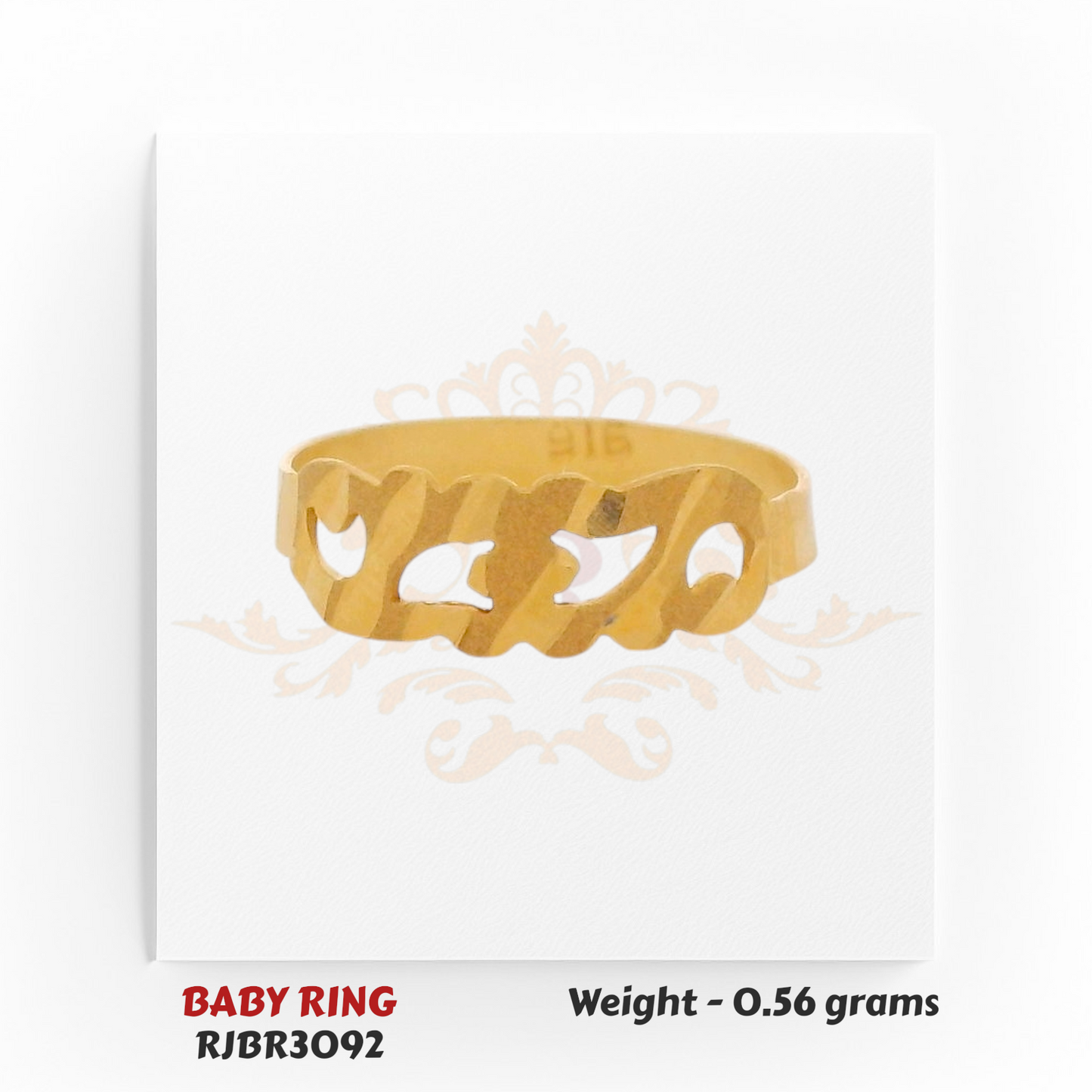 Regal Jewels RJBR3092A 22kt gold baby ring 0.56g – cut-out name style kids ring