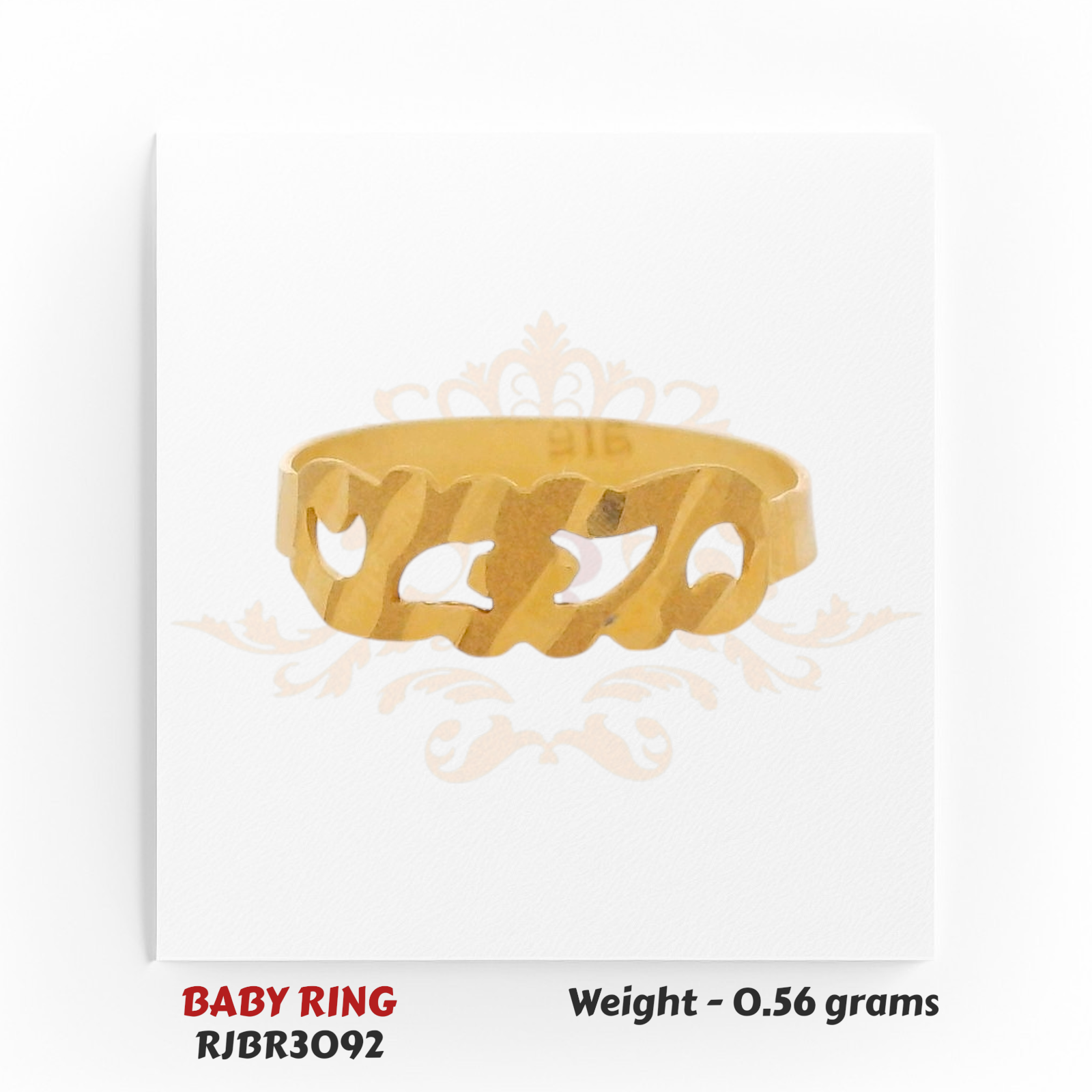 Regal Jewels RJBR3092A 22kt gold baby ring 0.56g – cut-out name style kids ring
