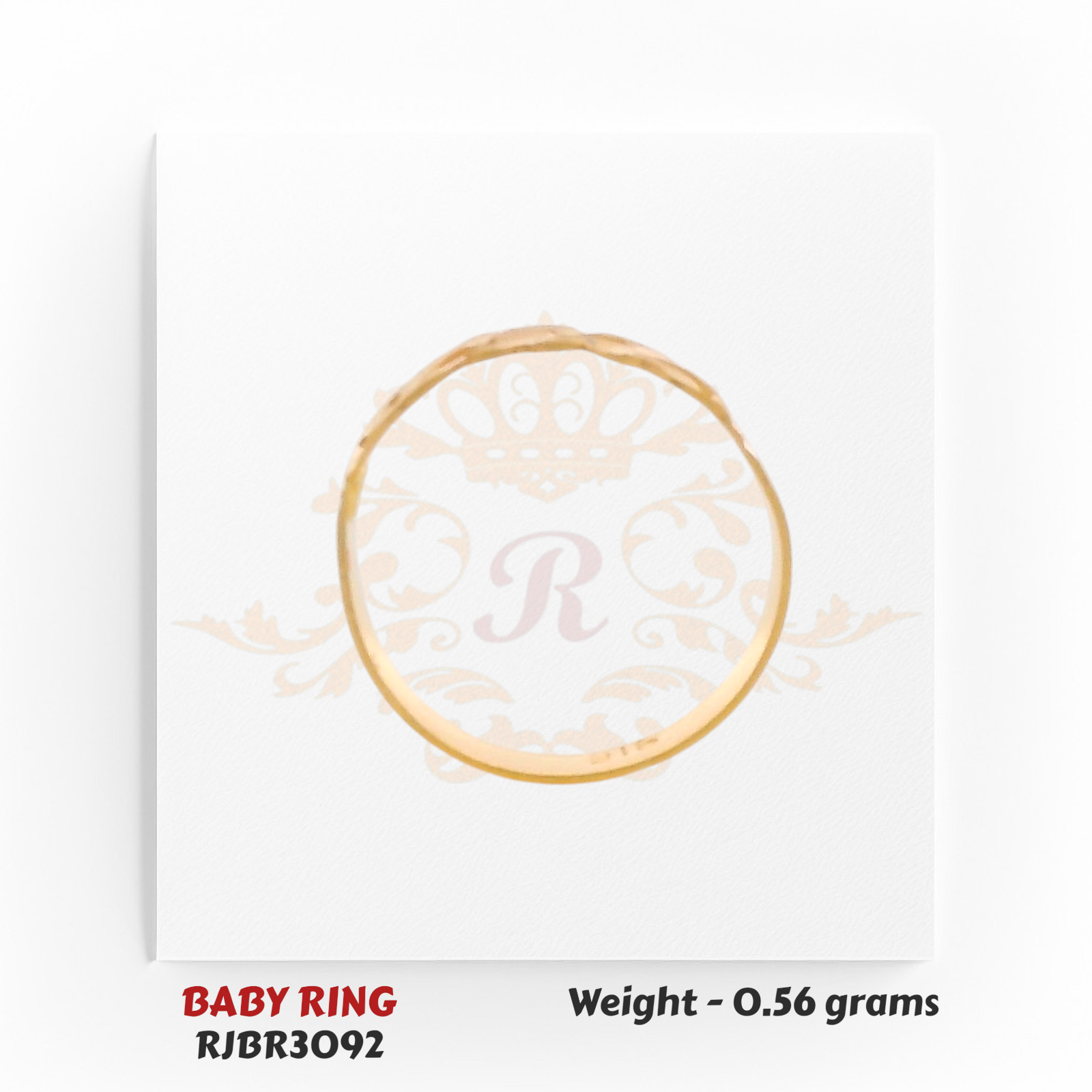 RJBR3092 Baby Ring Back View – Solid 22kt Gold Kids Band – Regal Jewels Chicago