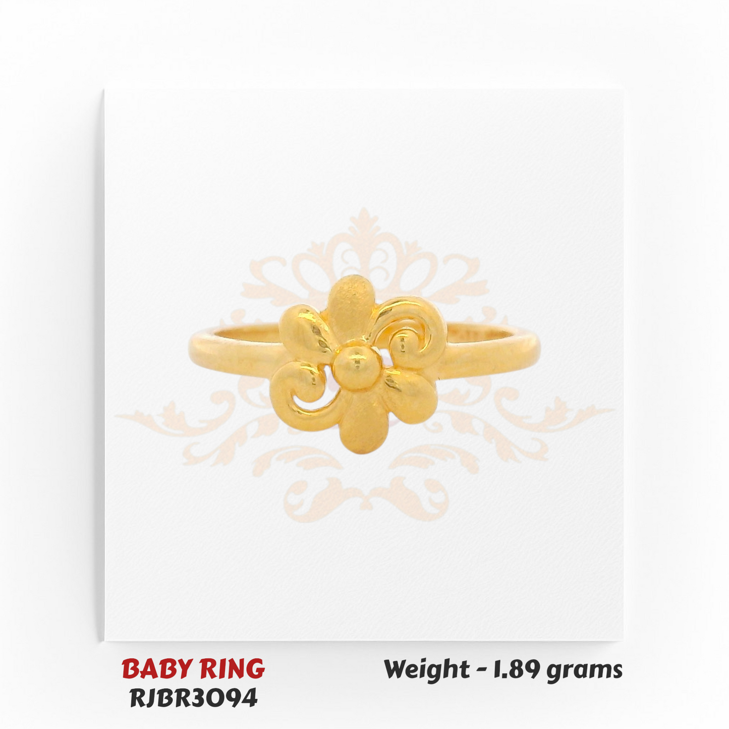 22kt Gold Baby Ring RJBR3094 – Floral Kids Gold Ring – Regal Jewels Chicago