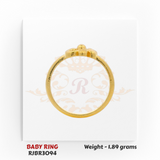 22kt Gold Baby Ring Back View – Floral Kids Ring Design – Regal Jewels Chicago