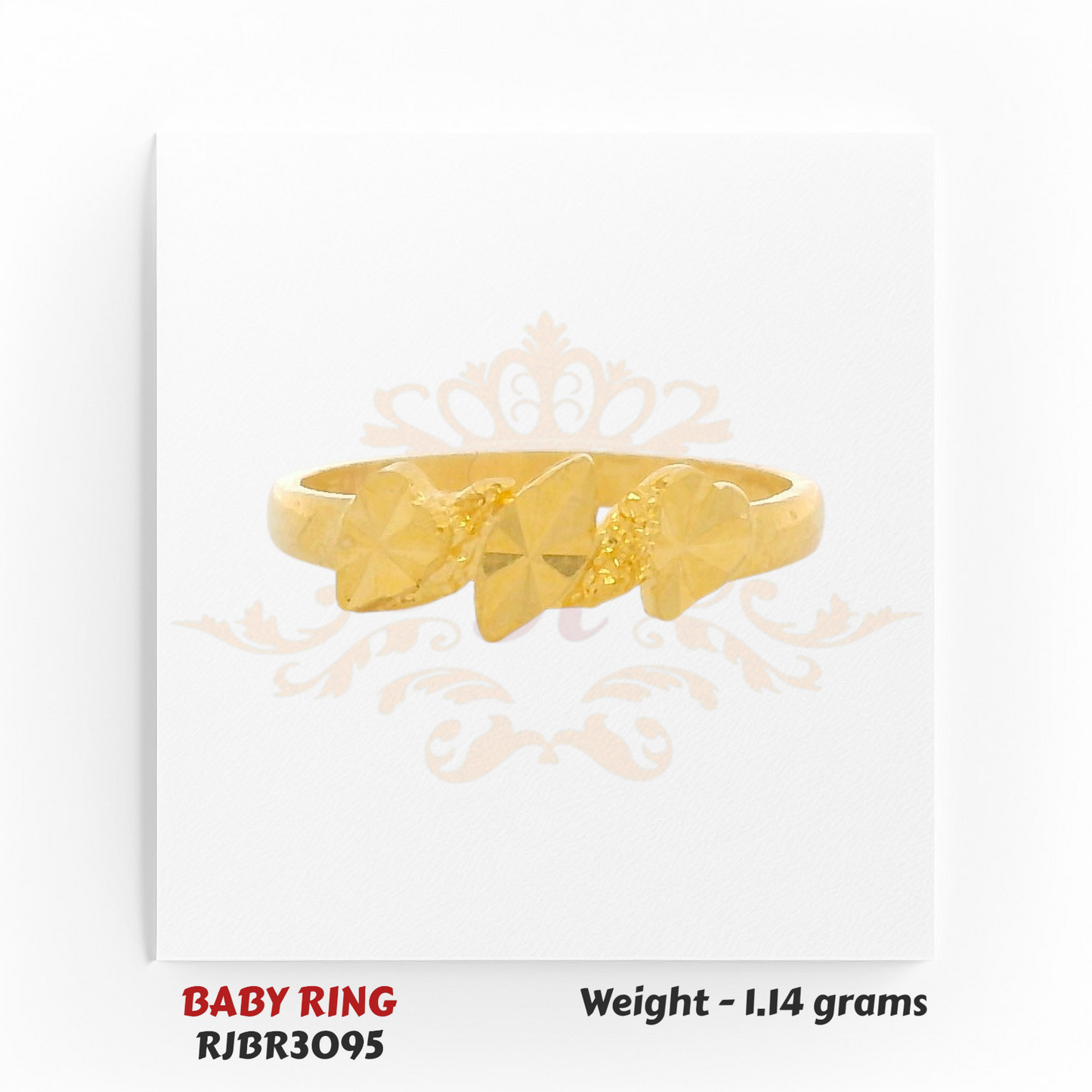 22kt Gold Baby Ring RJBR3095 – Triple Heart Kids Ring – Regal Jewels Chicago