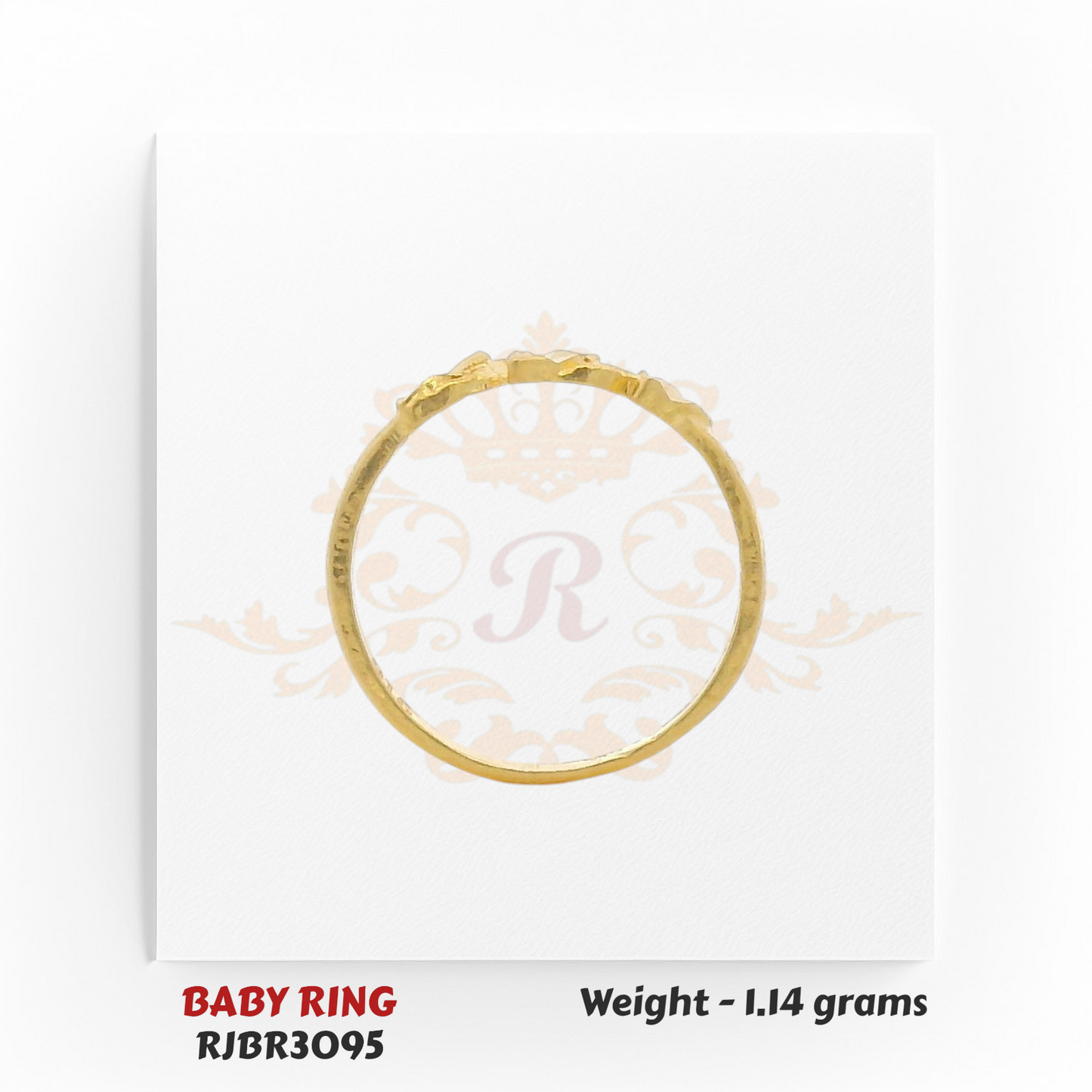 RJBR3095 Baby Ring Back View – Premium 22kt Infant Ring – Regal Jewels Chicago